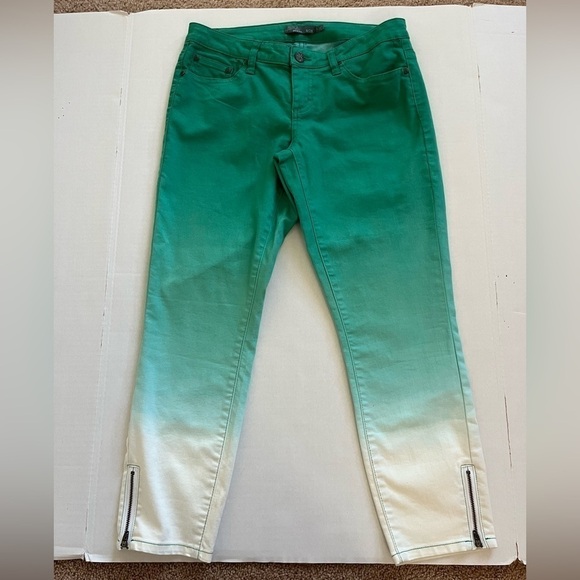 Prana Green to White Ombré Crop Ankle Zip Pants - Picture 6 of 11